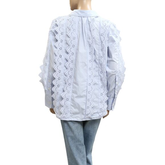 Citizens of Humanity Shay Popover Shirt Tunic Top Eyelet Embroidered XL283112 - Picture 8 of 9